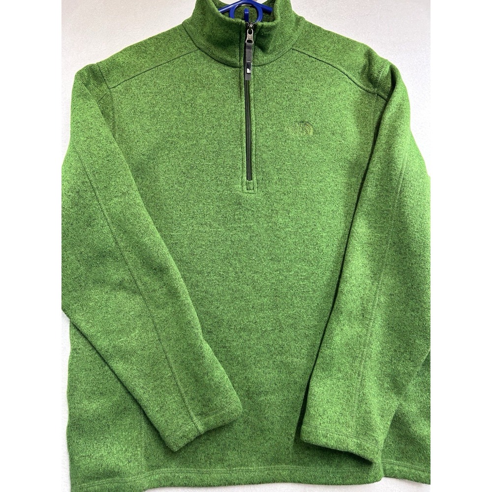 The North Face Green 1/4 Zip Fleece Pullover Sweatshirt Size L/G Logo